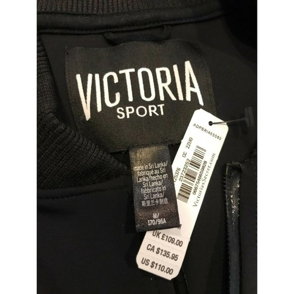 NWT VICTORIA'S SECRET Sport Women's Track Jacket Sz MEDIUM Black - Picture 3 of 4